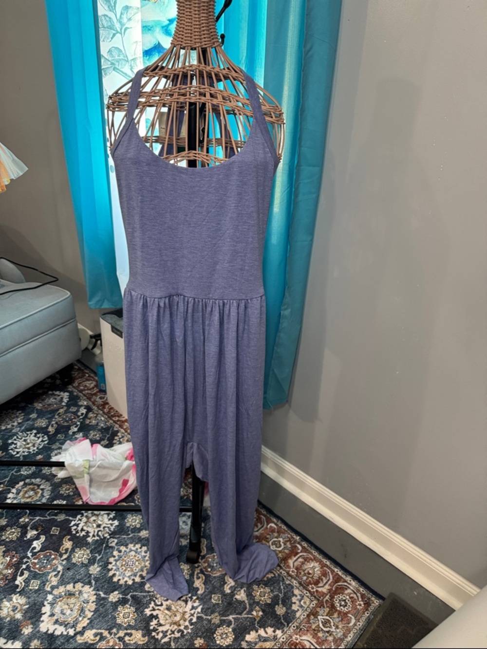 HALARA Womens Sleeveless Blue/Lavender Romper Jumpsuit